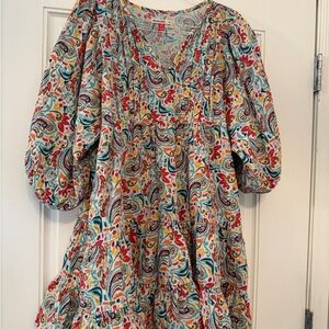 Marine Layer Multicolor Paisley V-Neck babydoll dress size XL